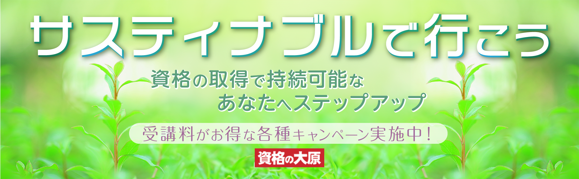 サスティナブルで行こう　資格の取得で持続可能なあなたへステップアップ　受講料がお得な各種キャンペーン実施中