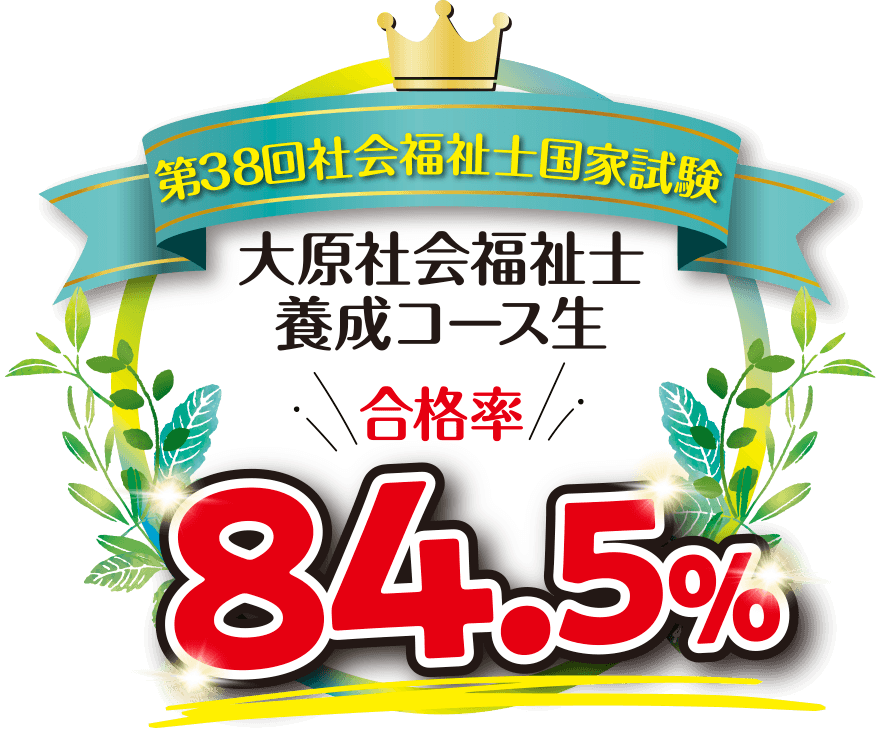 第38回社会福祉士国家試験 合格率84.5%通信課程（新卒）